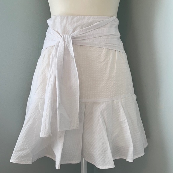 Club Monaco Crisp White Tie-Waist Cotton Skirt – Size 00